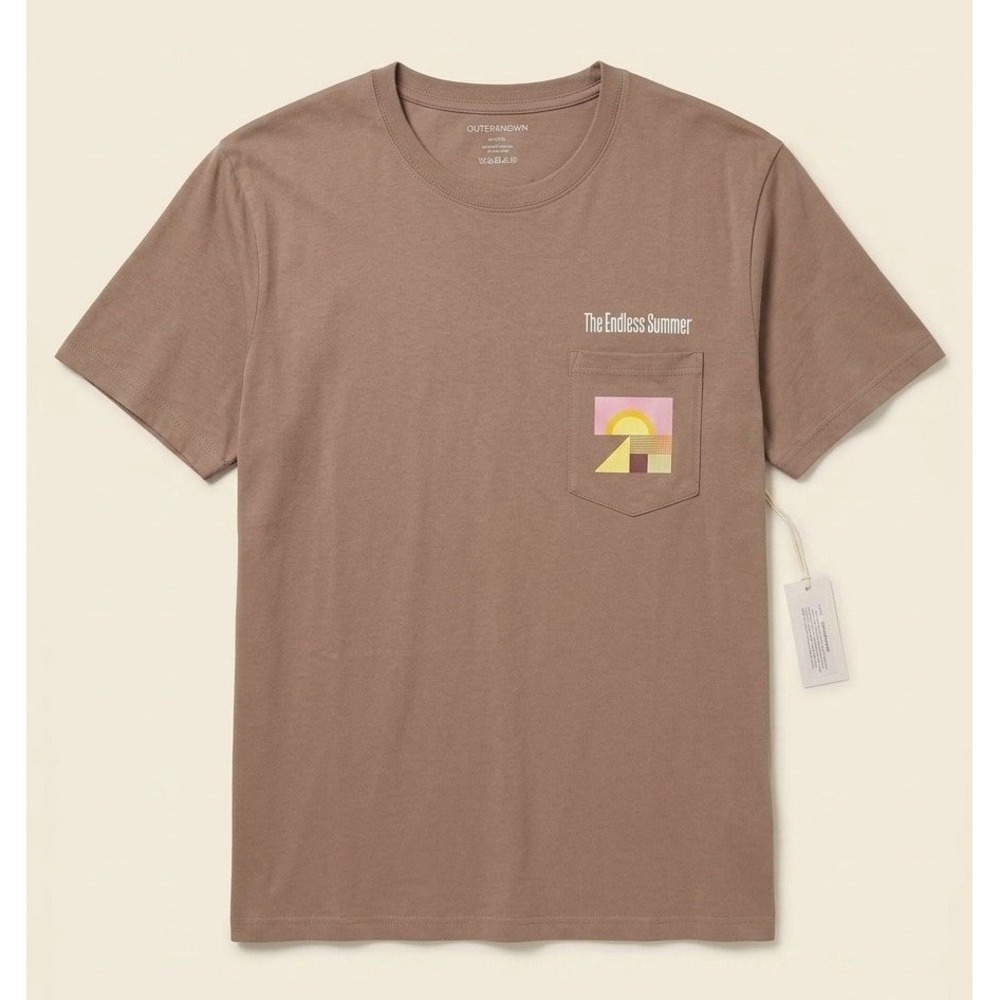 NWT Outerknown Men's XXL 100% Organic Cotton Brown T-Shirts Made In USA $48